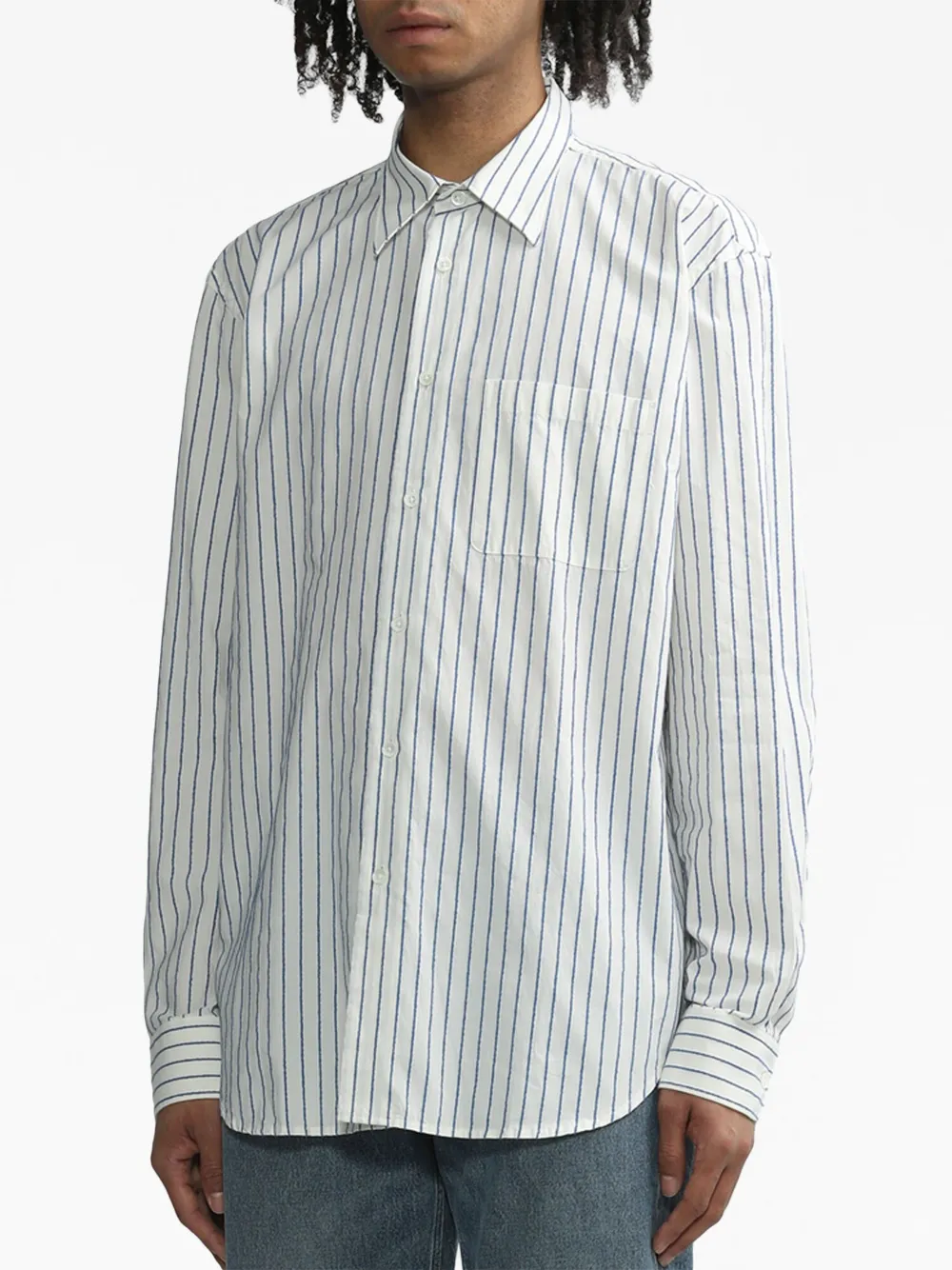 Sunflower striped button-up cotton shirt - Wit