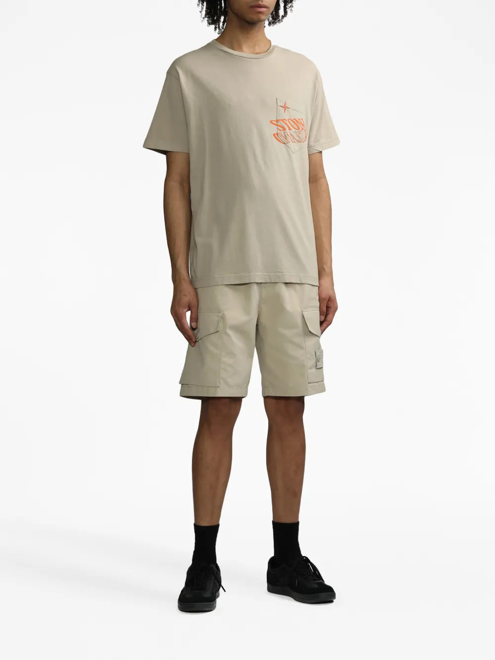 Stone Island logo print short sleeve T-shirt - Beige