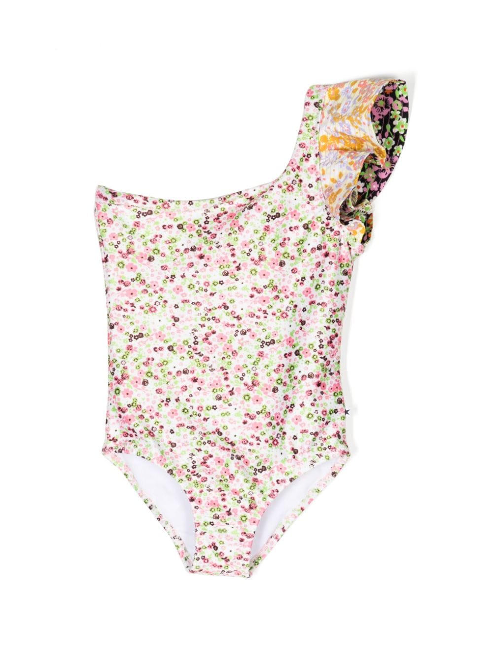 Molo Kids' Girl's Nitt One Shoulder Floral-print Swimsuit In Meadow Petit