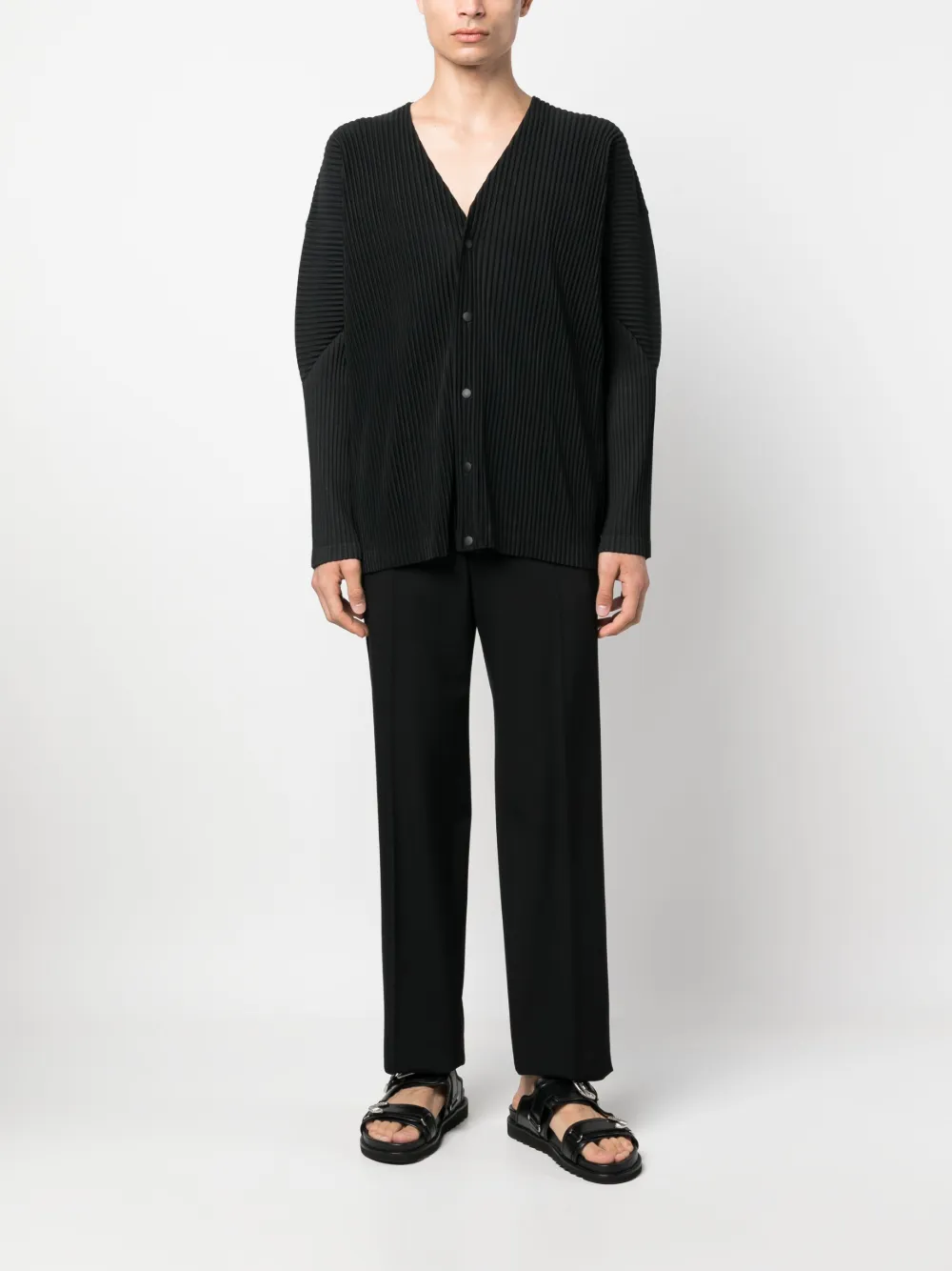 Homme Plissé Issey Miyake V-neck pleated jacket - Zwart