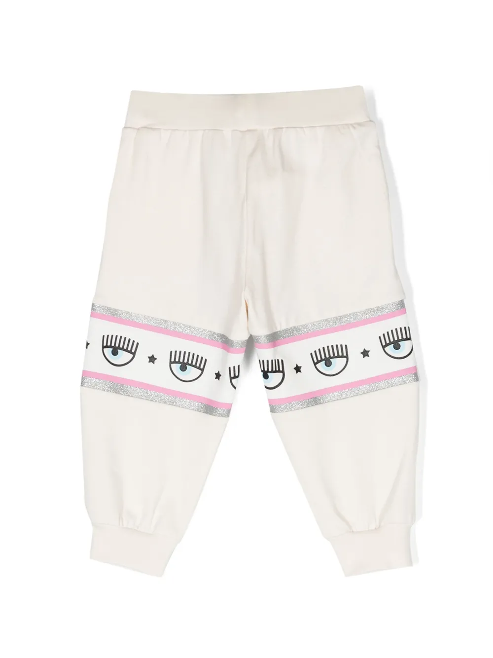 Image 2 of Chiara Ferragni Kids Eyelike-motif cotton track trousers