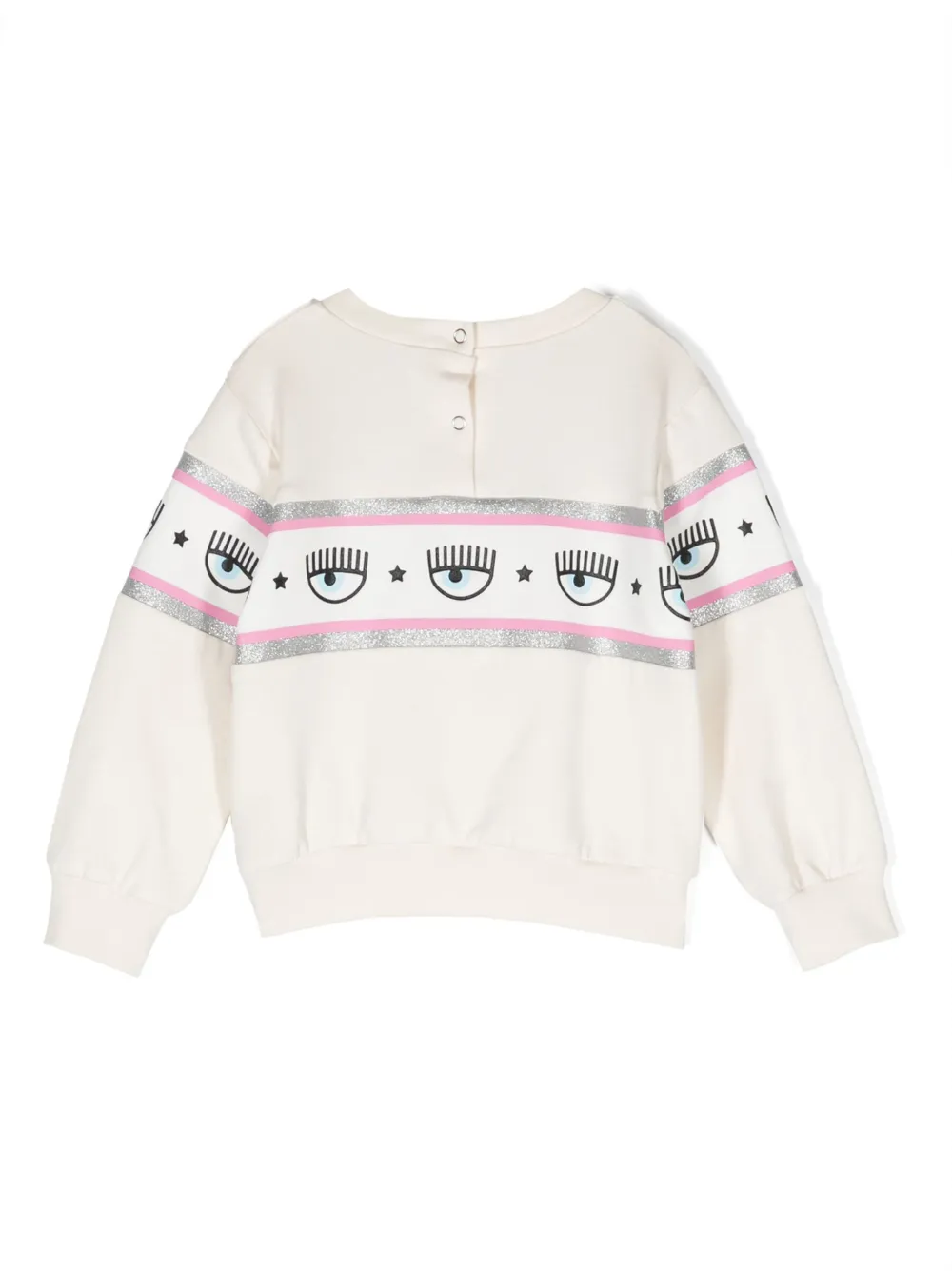 Shop Chiara Ferragni Eyelike-stripe Cotton Sweatshirt In Neutrals