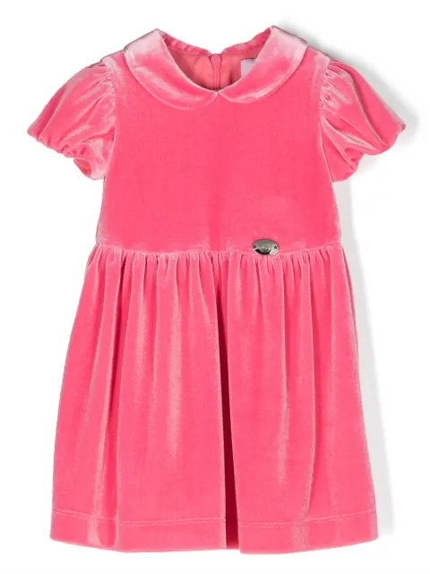Chiara Ferragni Kids Vestido de veludo com mangas curtas