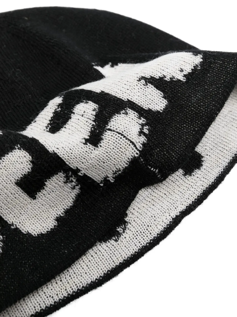 Alexander McQueen logo-print wool beanie - Zwart