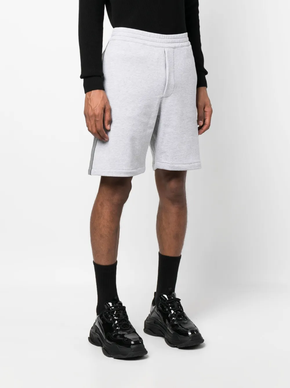 Shop Alexander Mcqueen Knee-length Track Shorts In Grey