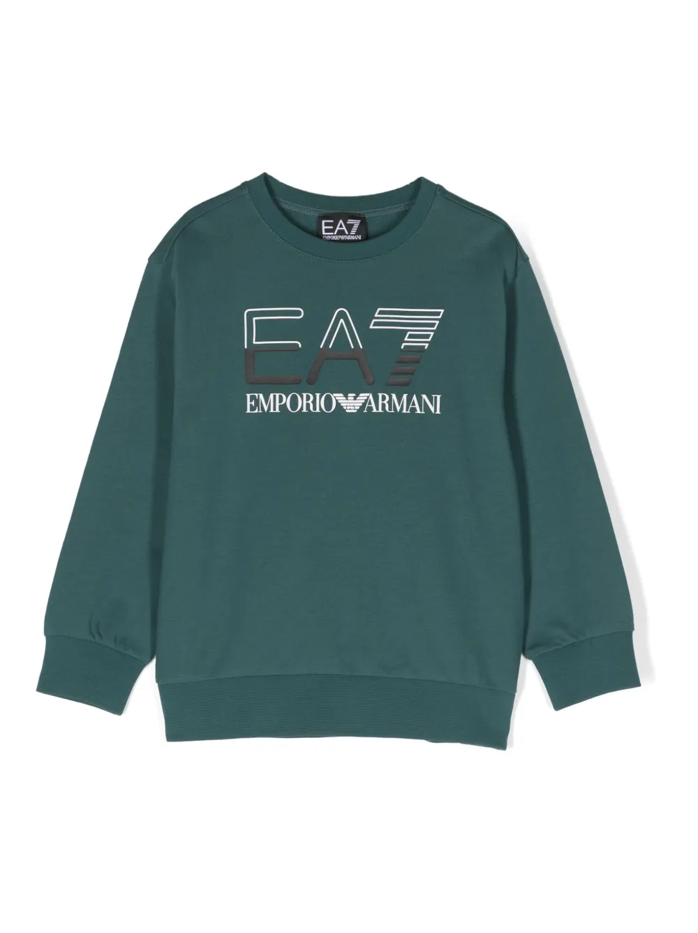 Ea7 Kids' Logo-print Cotton Sweatshirt In Green
