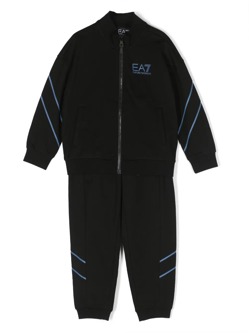 Ea7 Kids' Logo-print Zip-up Tracksuit Set In Black