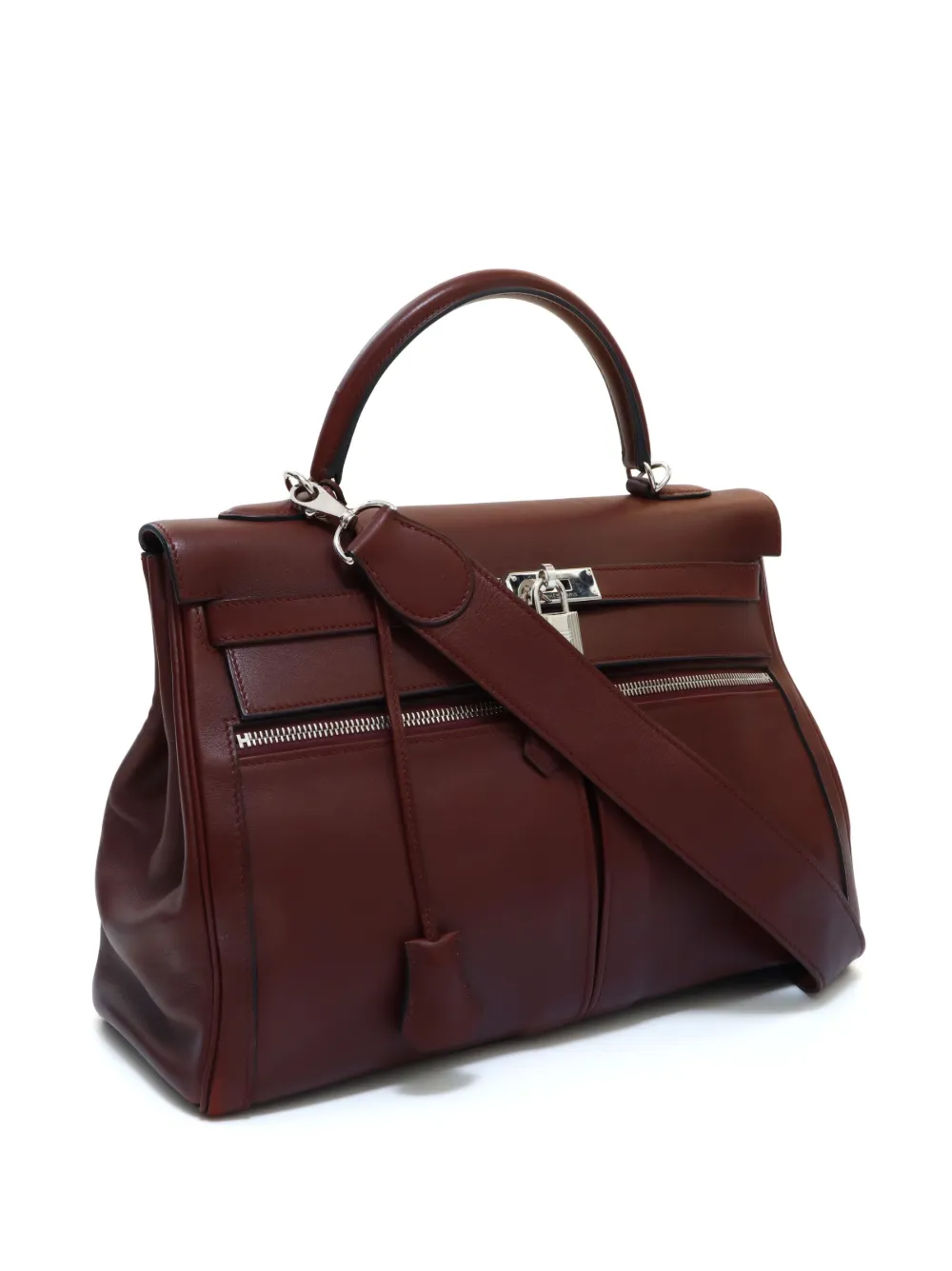 Hermès - 2008 pre-owned Kelly Laki 35 two-way handbag - women - Calf Leather - One Size - Red 3