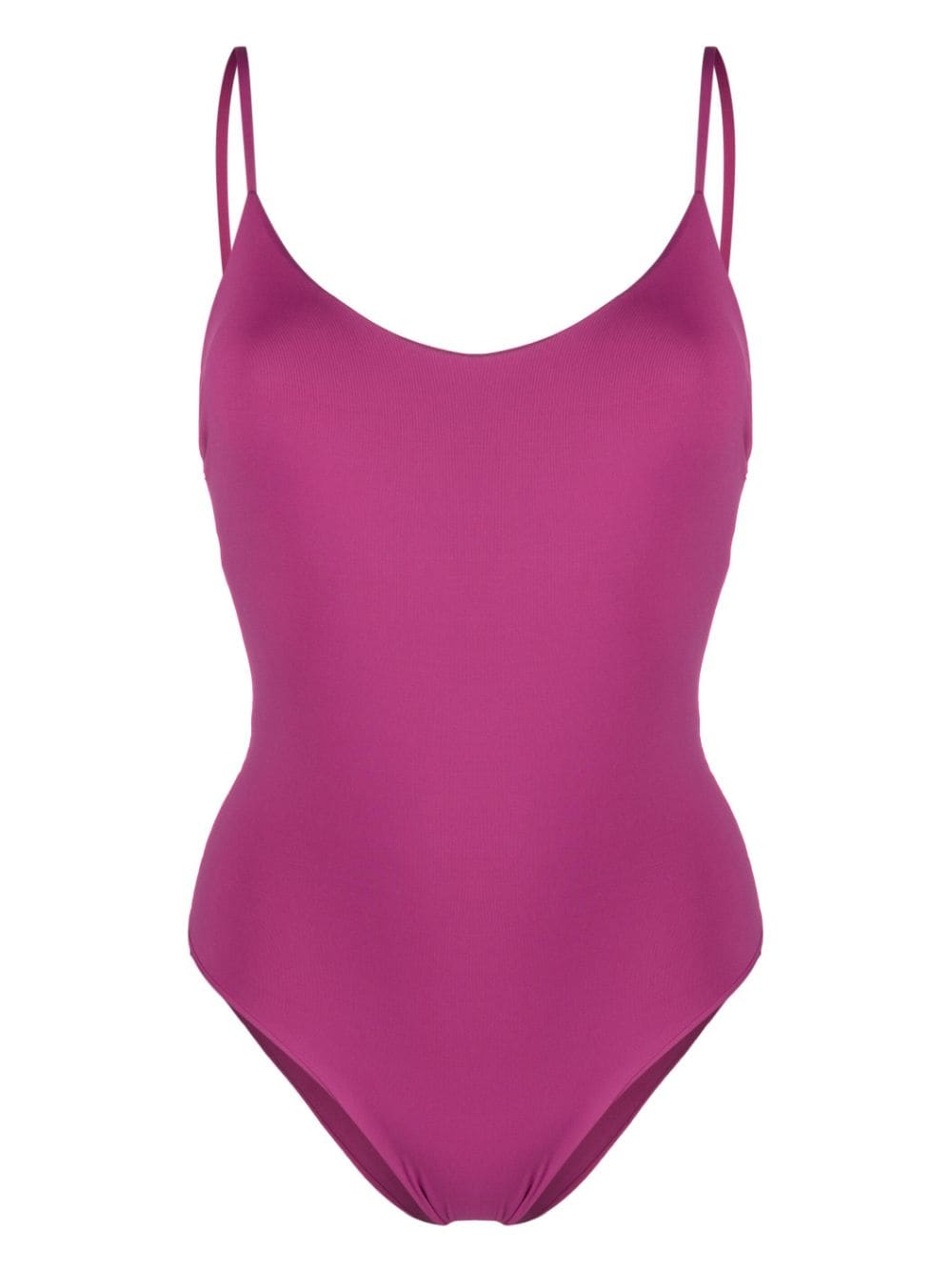Shop Fisico Ruched V-back One-piece In Purple