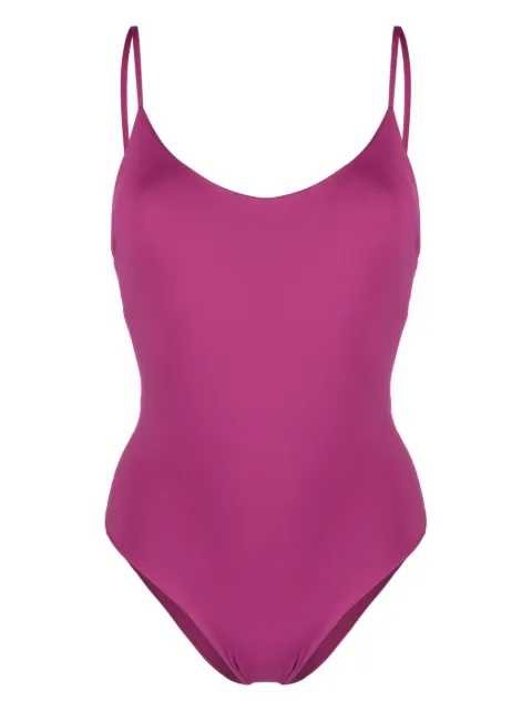 Fisico ruched V-back one-piece 