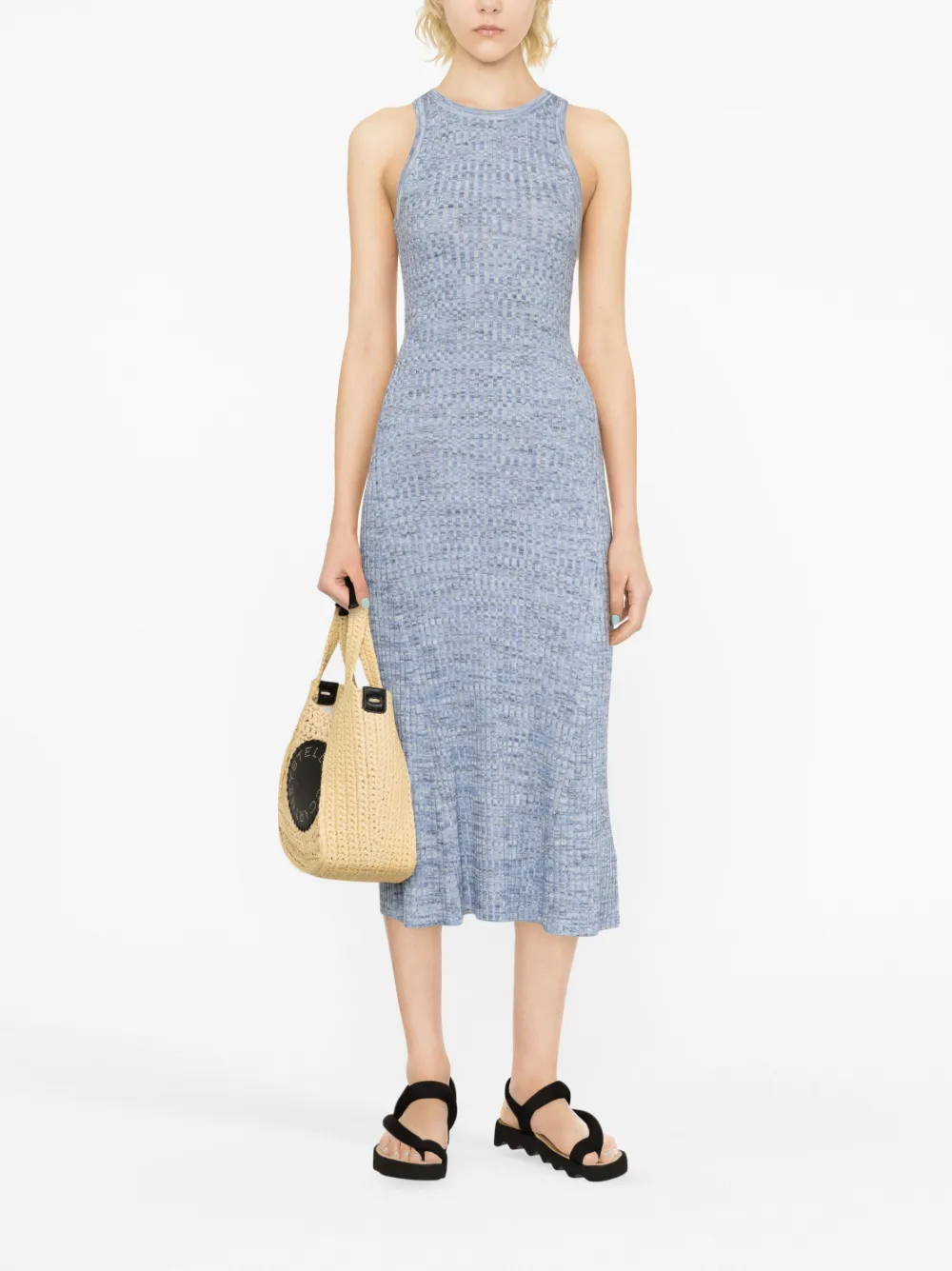 GANNI sleeveless midi dress - Blauw