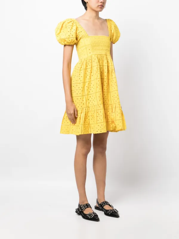 GANNI Broderie Anglaise Flared Dress Farfetch