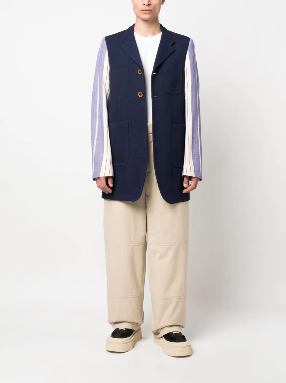 Wales Bonner Ibrahim striped single-breasted blazer - Blauw
