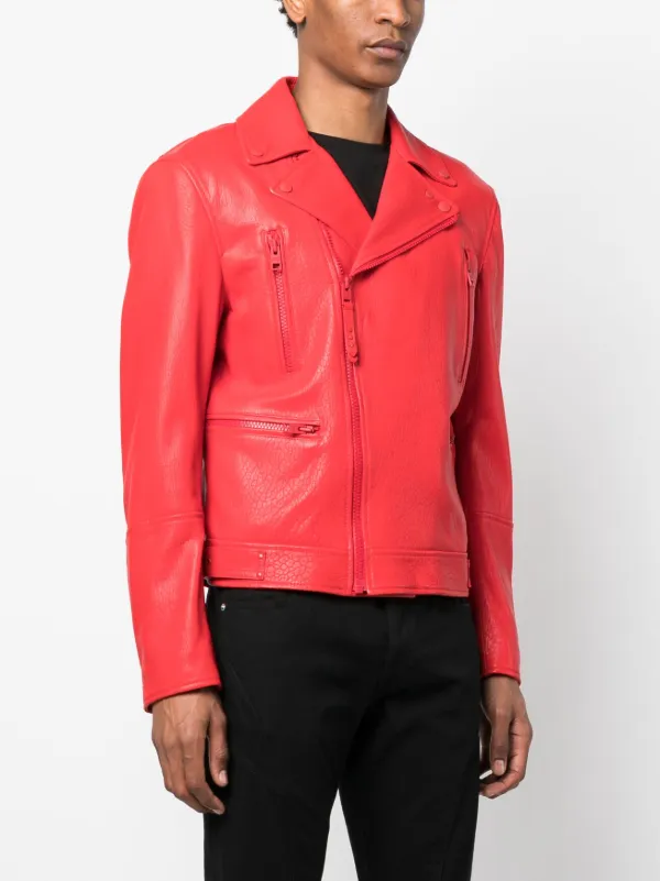 Alexander mcqueen red leather jacket outlet