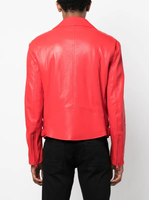 Alexander mcqueen red leather jacket hot sale