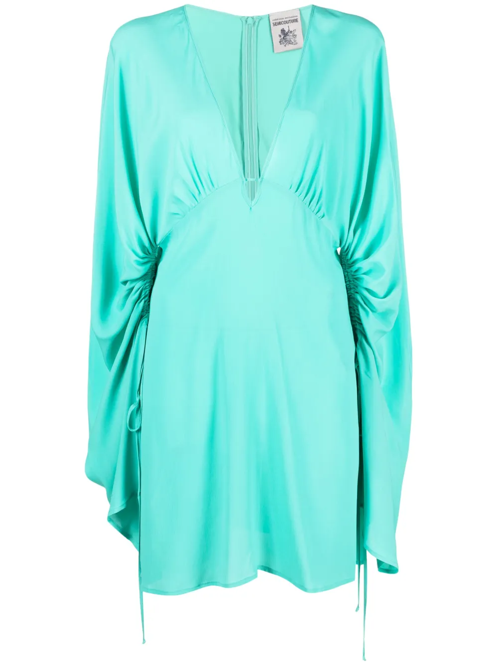 Semicouture V-neck Short Dress In Green