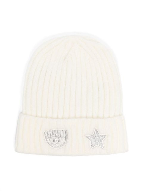 Chiara Ferragni Kids patch-detail ribbed-knit beanie