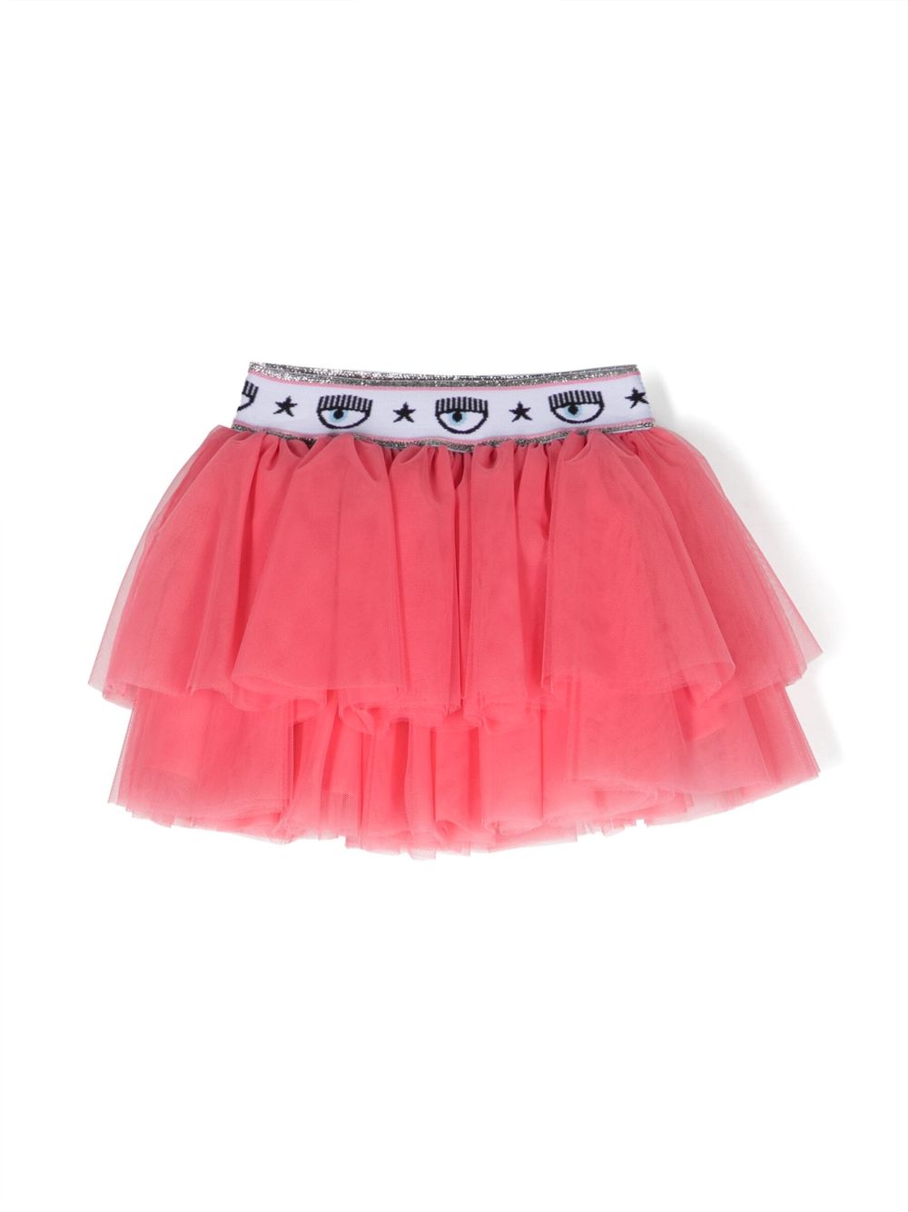 Chiara Ferragni Kids Eyelike-waistband tiered tutu - Pink