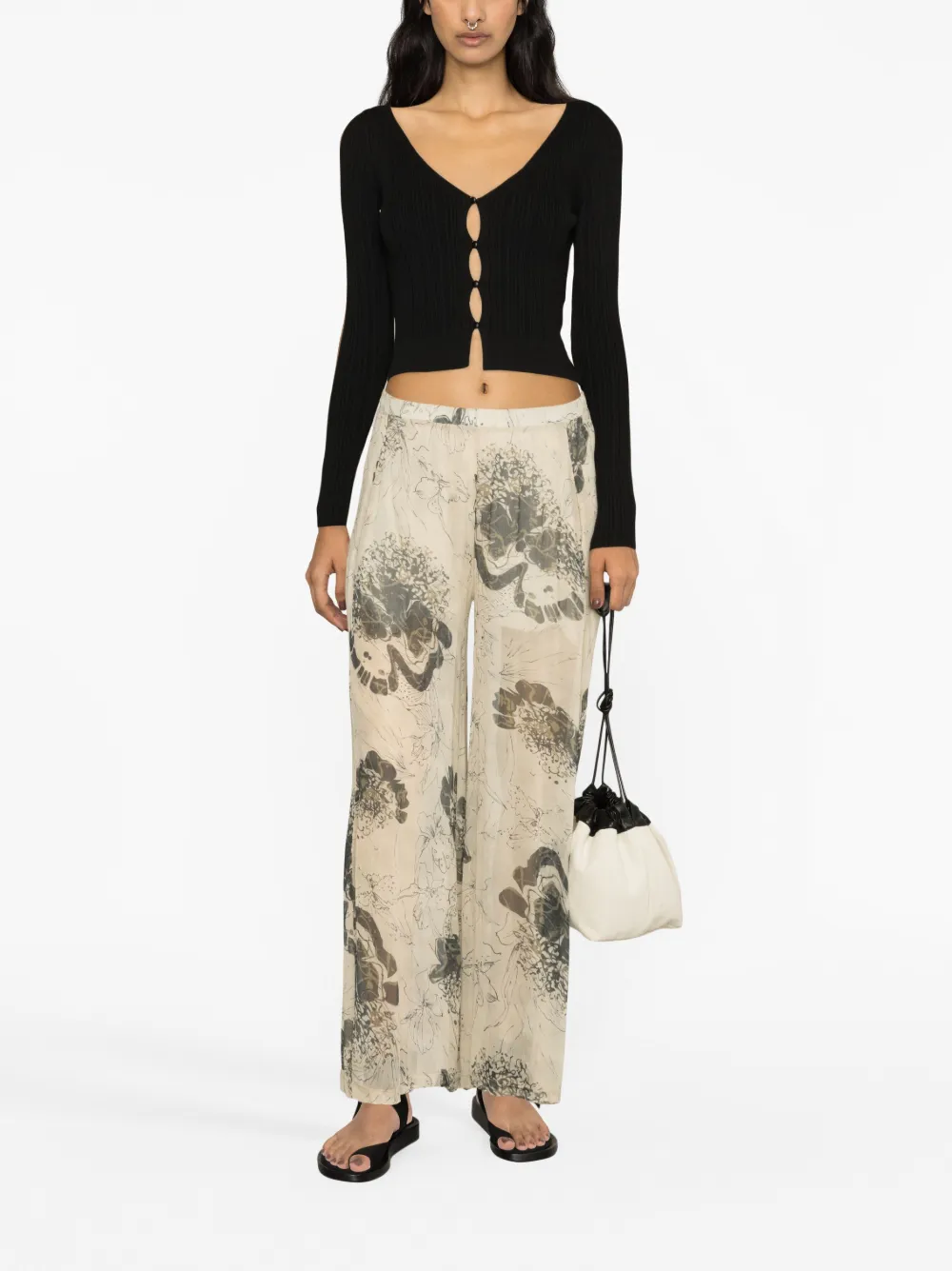 Transit printed wide-leg trousers - Beige