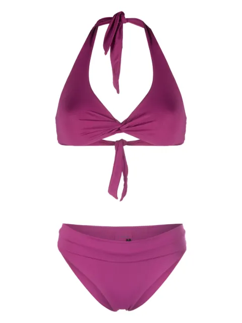 Fisico - ruched tie-fastening bikini set