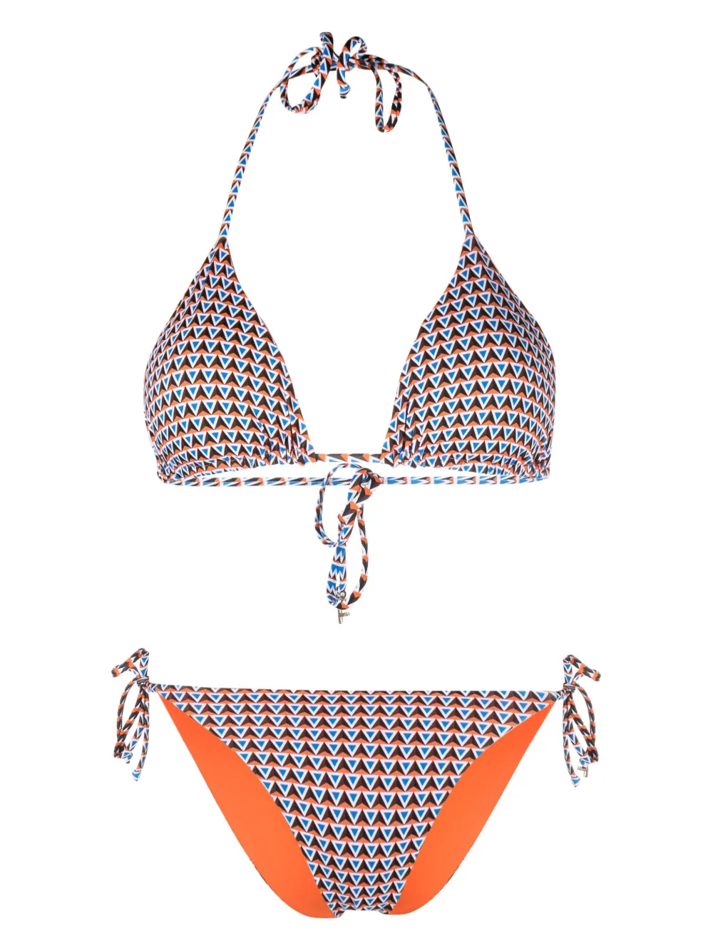 Fisico bikini estilo triángulo con motivo geométrico | naranja | Image 1