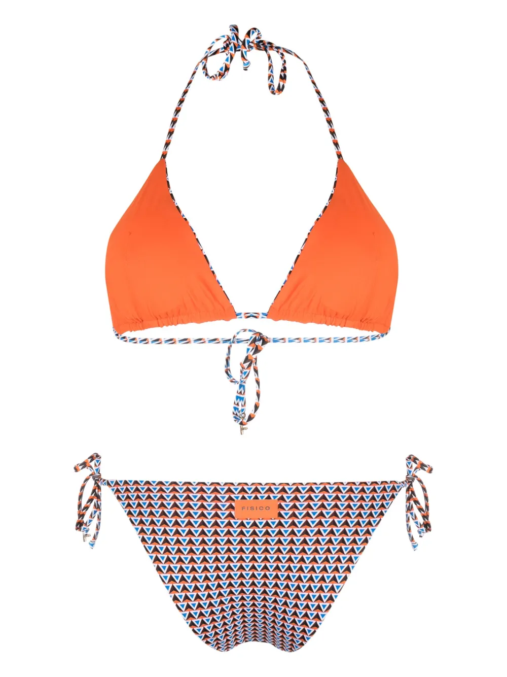 fisico geometric-pattern triangle-cup bikini - orange