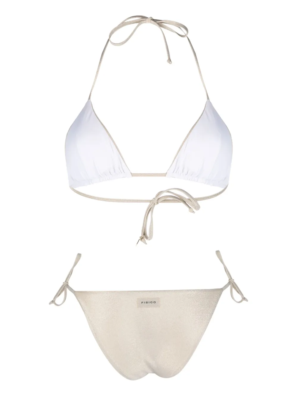 Fisico metallic-threading halterneck bikini set - Goud