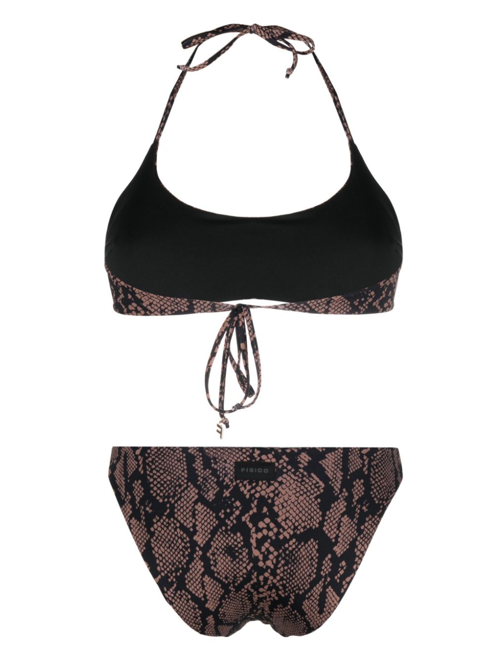 Shop Fisico Snakeskin-print Bikini Set In Black