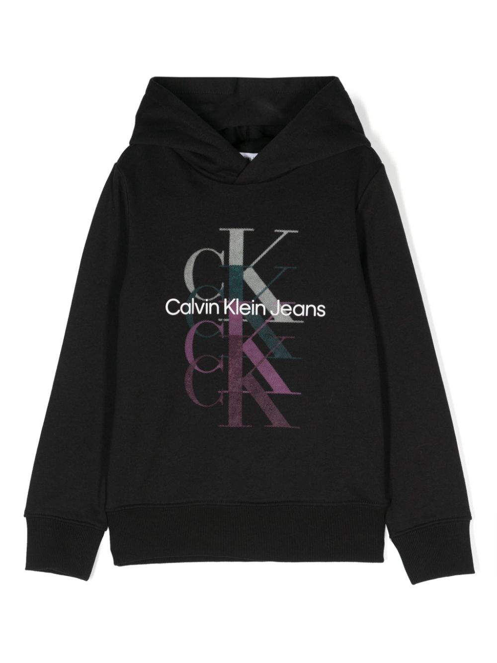 Calvin Klein Kids' Girls Black Cotton Monogram Hoodie