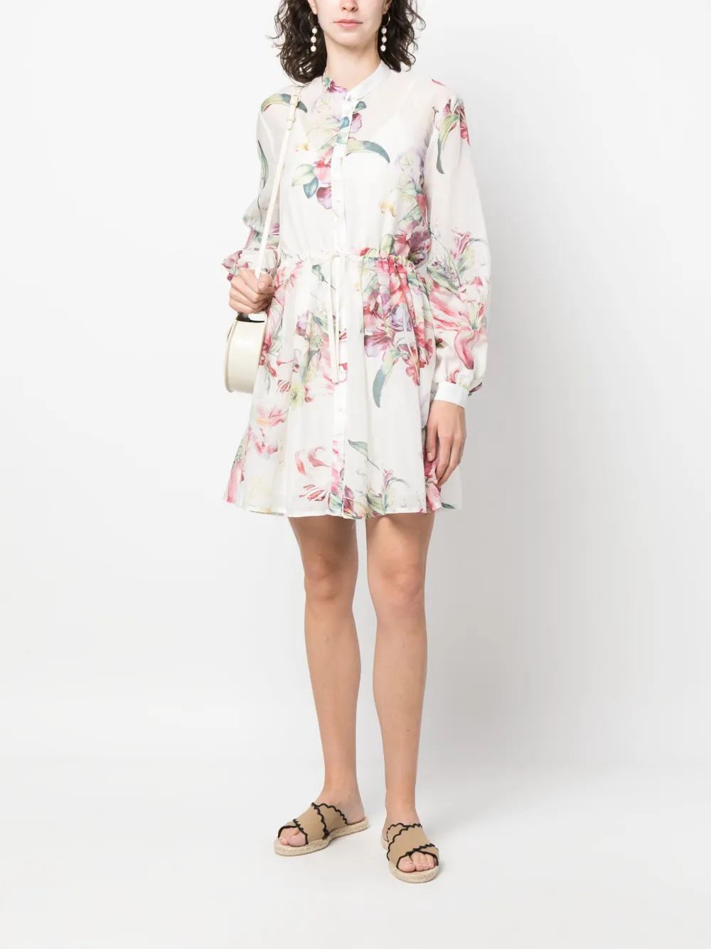 Black Coral Blousejurk met bloemenprint - Wit