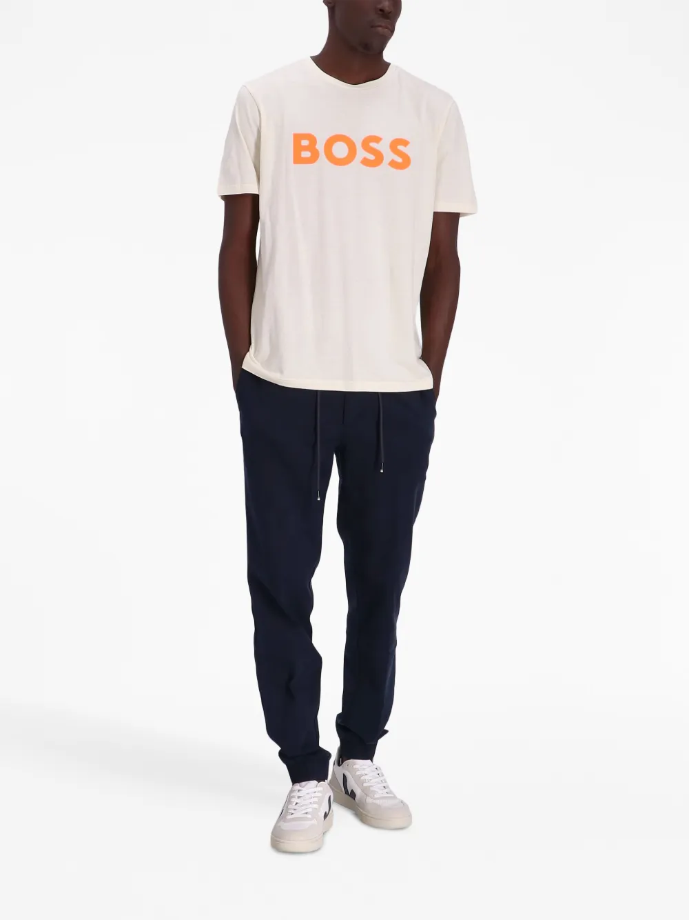 BOSS logo-print cotton T-shirt - Beige