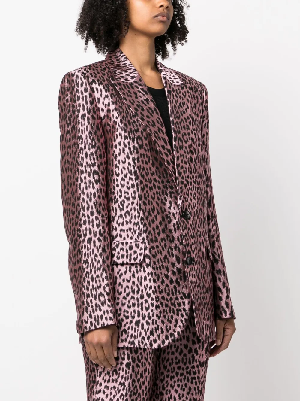 leopard print jacquard blazer