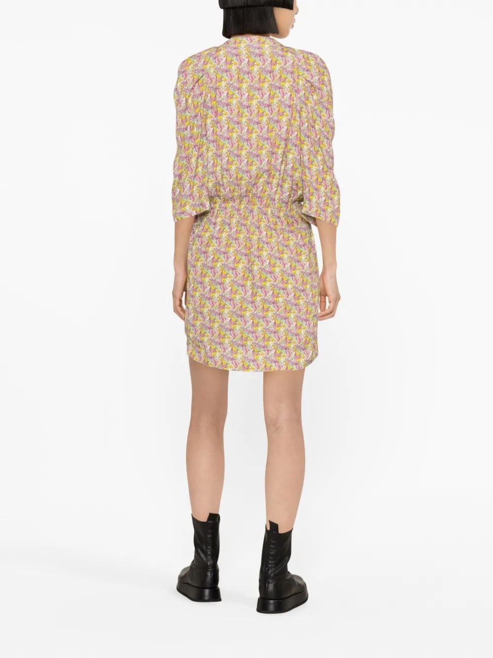 Shop Zadig & Voltaire Floral Wings-print Mini Dress In Yellow