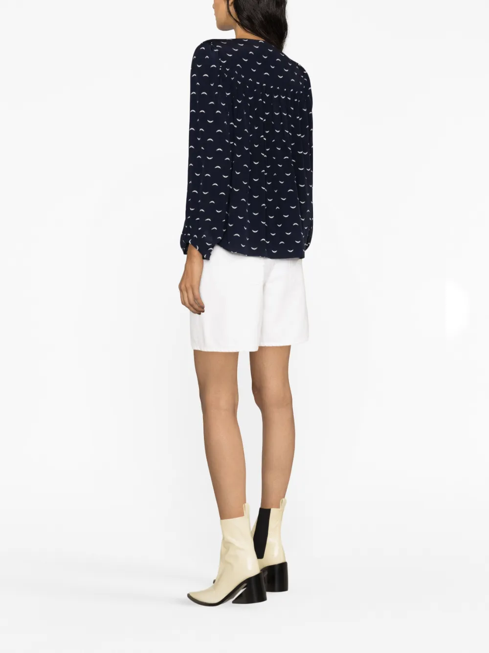 Zadig & Voltaire Graphic-print Long-sleeved Blouse In Blue