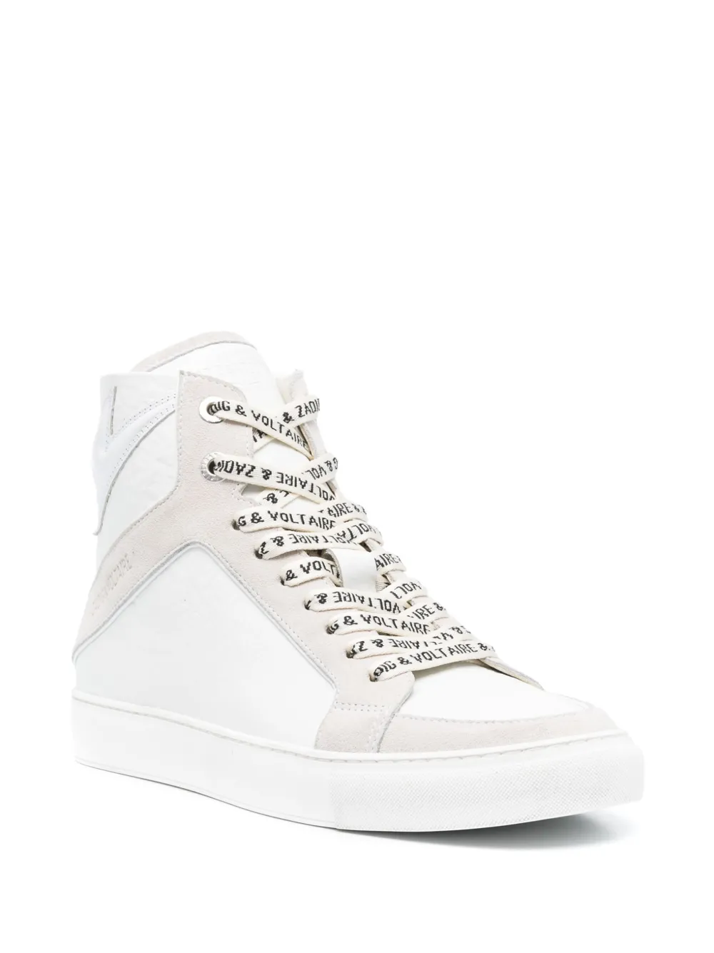 Shop Zadig & Voltaire High Flash Panelled Leather Sneakers In White