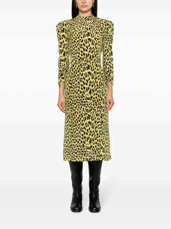 Leopard print silk midi dress clearance