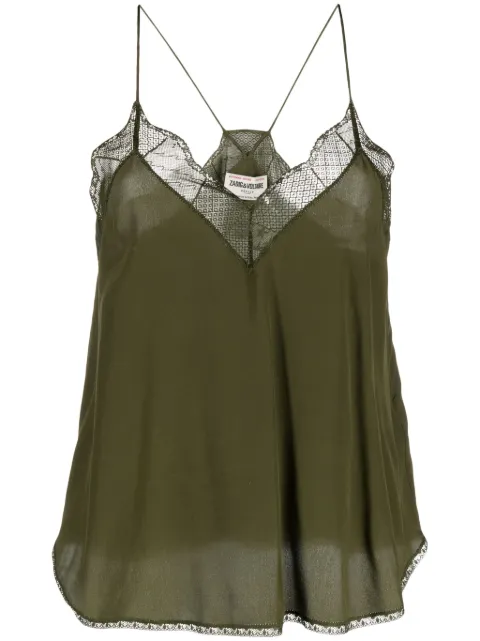 Zadig&Voltaire lace-trim silk cami top