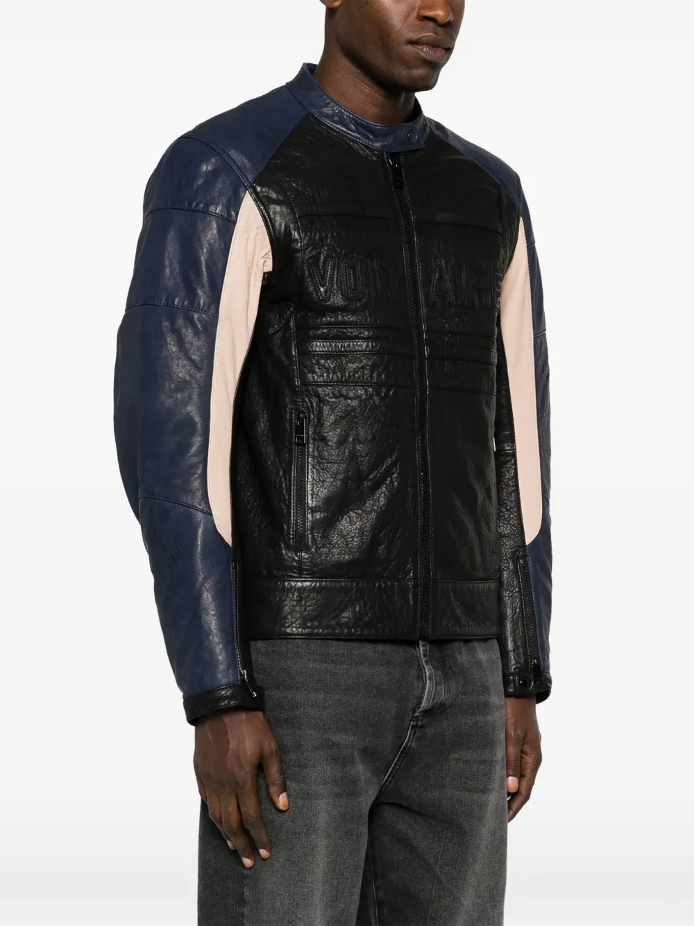 Shop Zadig & Voltaire Late Biker Panelled Leather Jacket In Black