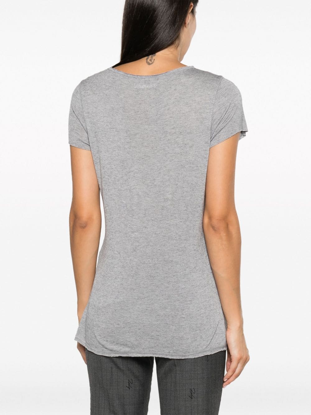 Shop Zadig & Voltaire Star-buttons Henley-neck T-shirt In Grey