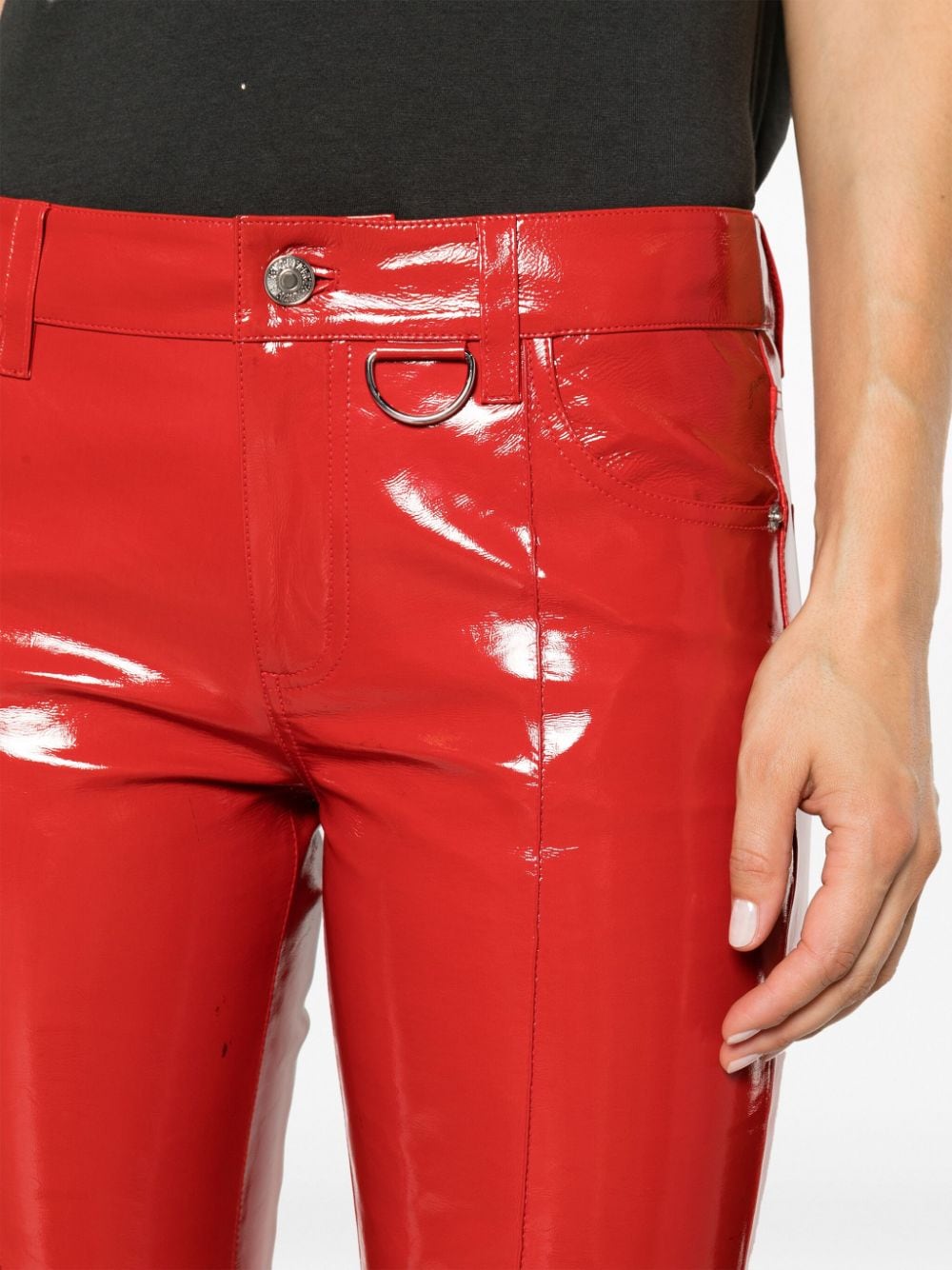 Shop Zadig & Voltaire Peko Skinny Vinyl Trousers In Red