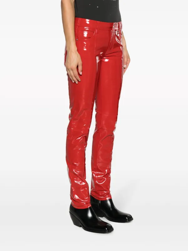 Zadig Voltaire Peko Skinny Vinyl Trousers Red FARFETCH OM