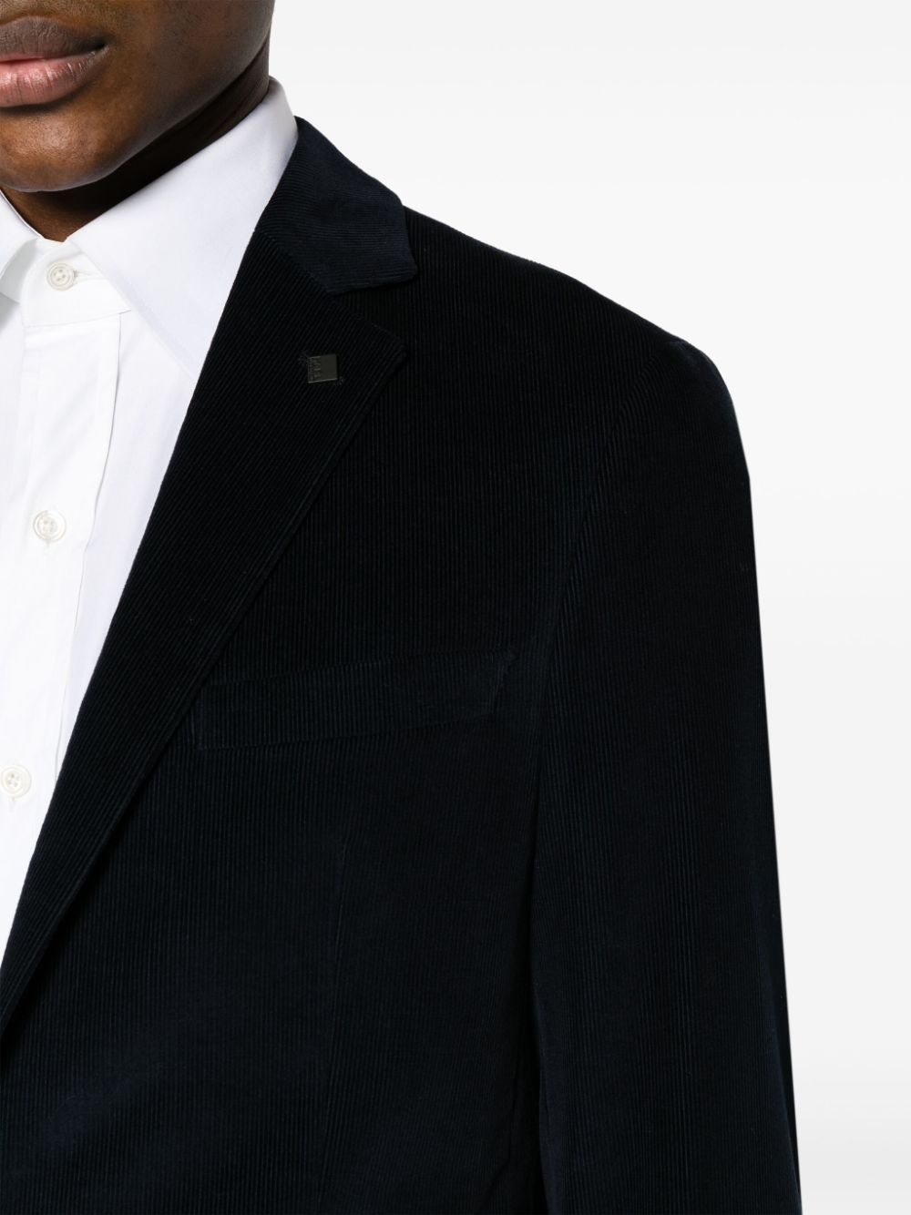 Shop Karl Lagerfeld Notched-lapels Cotton-blend Blazer In Blue