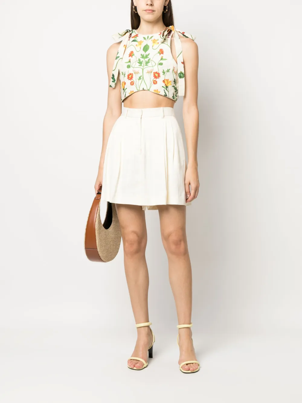 Agua By Agua Bendita Top met bloemenprint - Beige