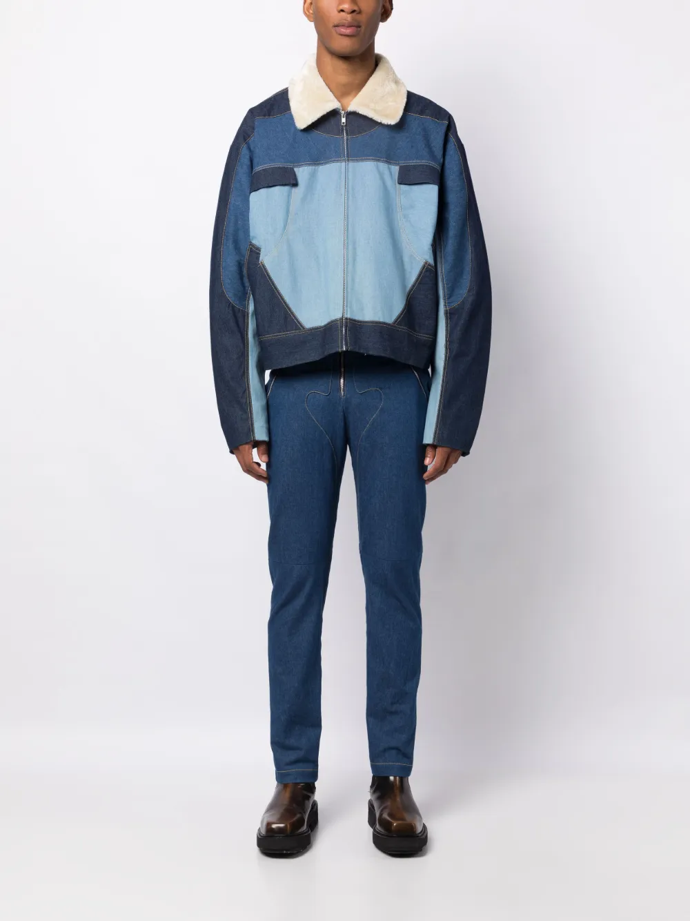 Per Götesson patchwork-detail mid-rise jeans - Blauw