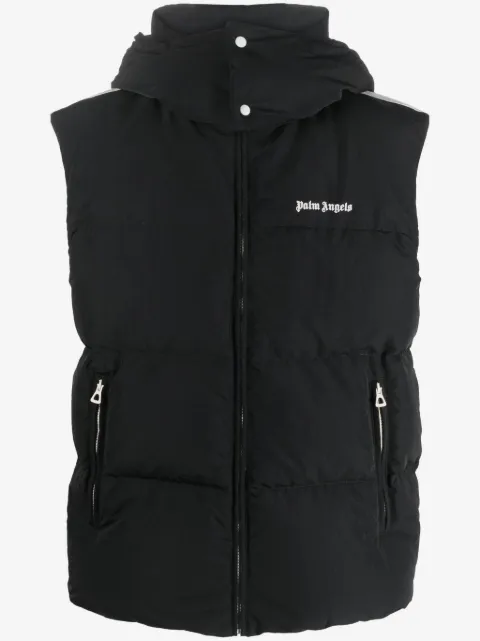 Palm Angels logo-embroidered puffer gilet