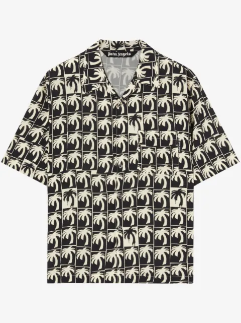 Palm Angels palm-tree print bowling shirt