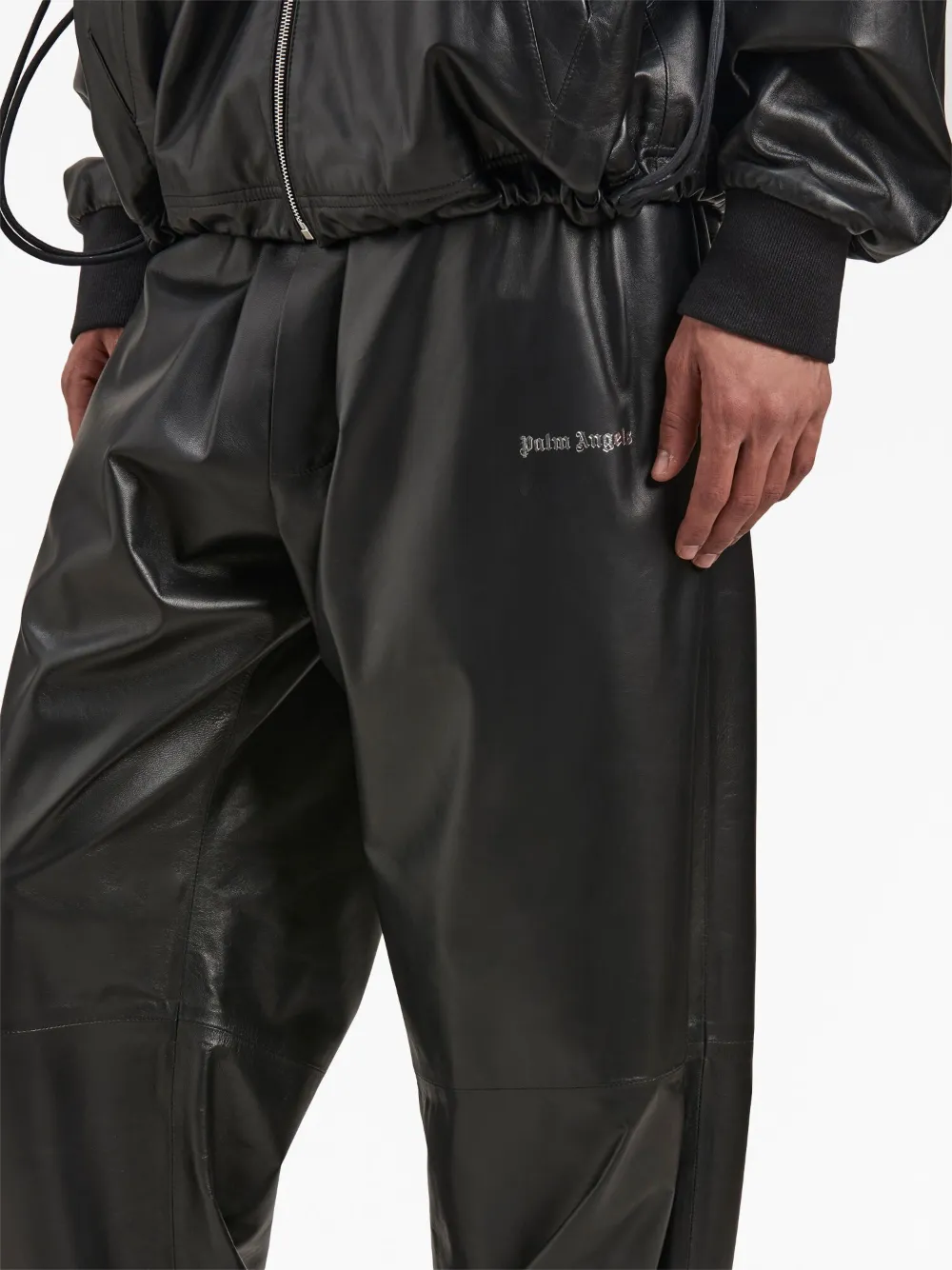 palm angels レザーパンツ ブラック　Mサイズ Palm Angels logo-print Leather Track Pants | Black | FARFETCH