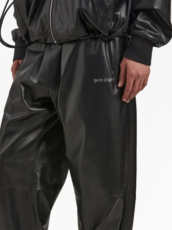 Palm Angels logo-print Leather Track Pants | Black | FARFETCH