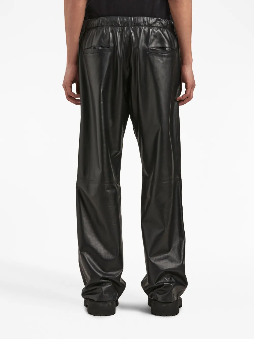 Shop Palm Angels Logo-print Leather Track Pants In Black