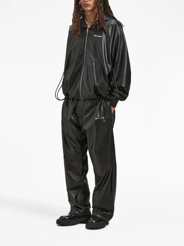 Palm Angels logo-print Leather Track Pants | Black | FARFETCH